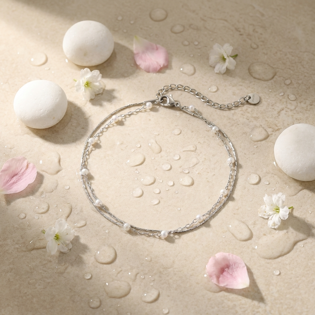 Thalia pearl duo anklet – 18K gold pearl ankle bracelet