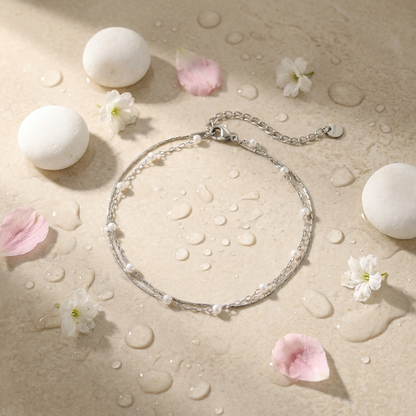 Thalia pearl duo anklet – 18K gold pearl ankle bracelet