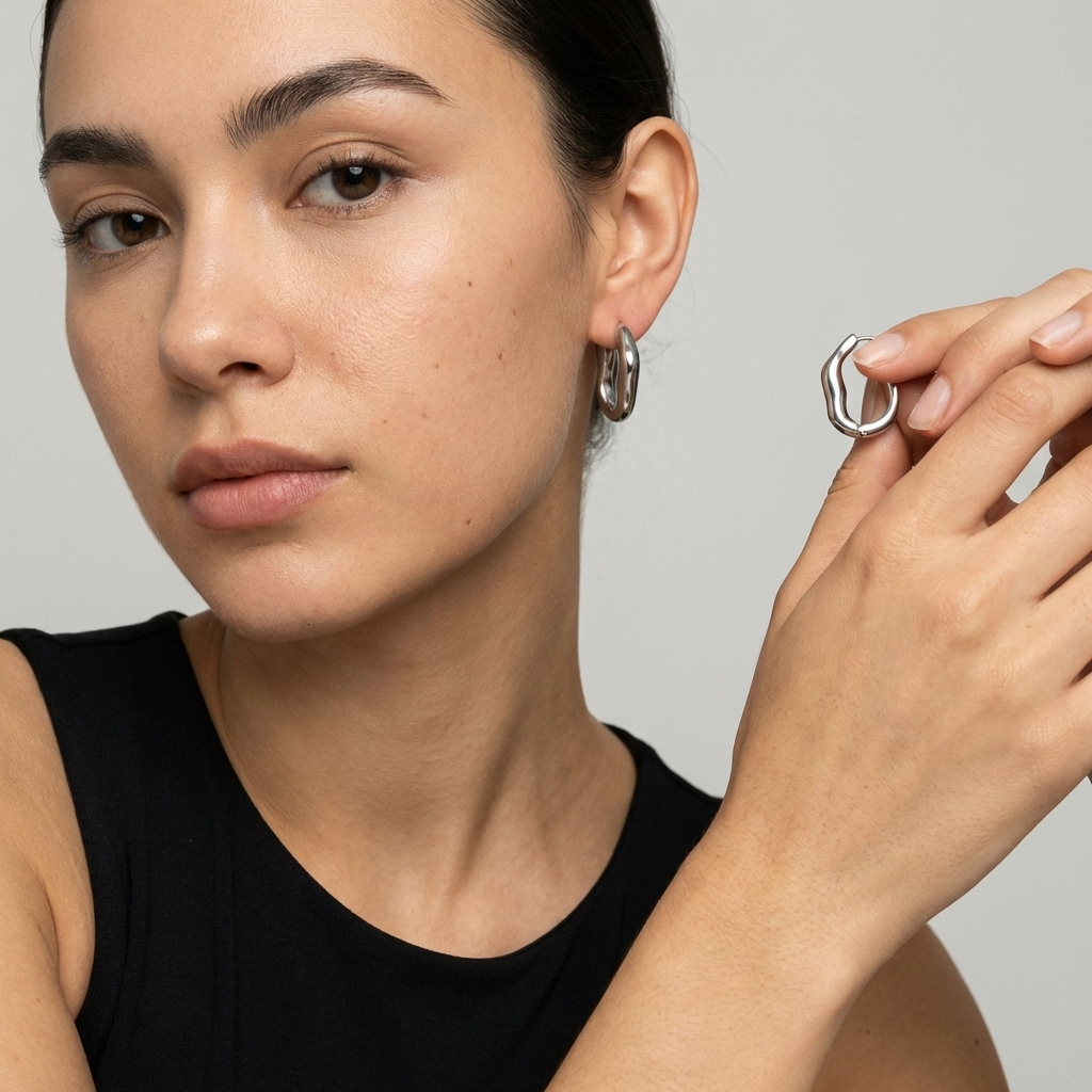 Sana Hoop Earrings – 26mm 18K Gold Waterproof Oval Hoop Earrings