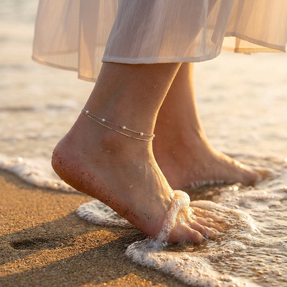 Thalia pearl duo anklet – 18K gold pearl ankle bracelet