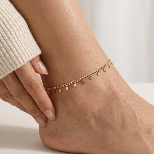 Cleo gold crystal anklet – 18K waterproof ankle bracelet