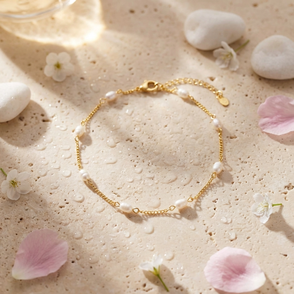 Noëlle Pearl Bracelet – 18K Gold Freshwater Pearl Waterproof Bracelet