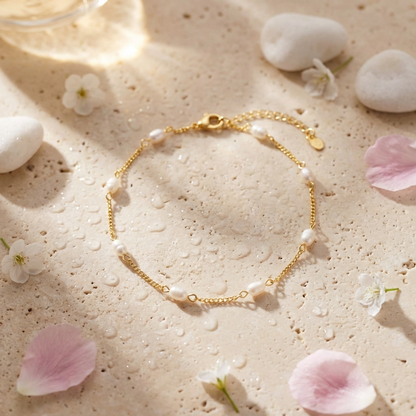 Noëlle Pearl Bracelet – 18K Gold Freshwater Pearl Waterproof Bracelet