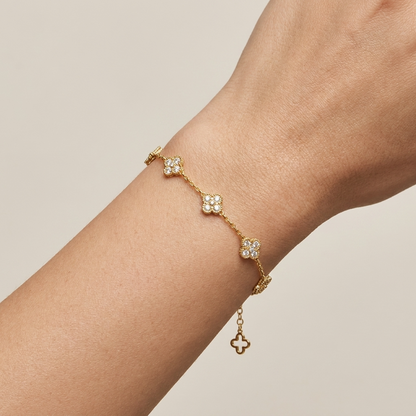 Sophie Lucky Charm Bracelet – 925 Sterling Silver Clover Charm Bracelet