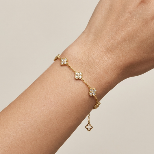 Sophie Lucky Charm Bracelet – 925 Sterling Silver Clover Charm Bracelet