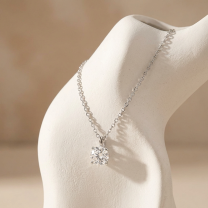 Elara Moissanite Necklace – Sterling Silver 1ct Solitaire Pendant Necklace