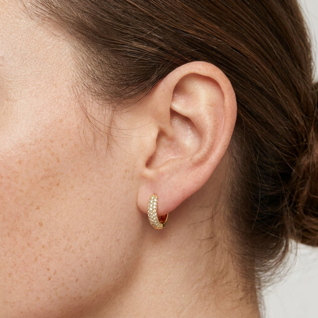 Lily Sparkle Hoops – 18K Gold Crystal Waterproof Hoop Earrings