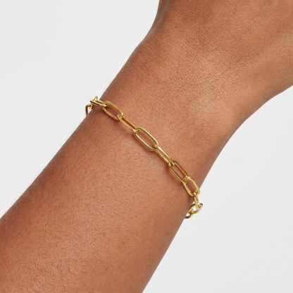 Modern Paperclip Bracelet – 18K Gold Waterproof Chain Link Bracelet