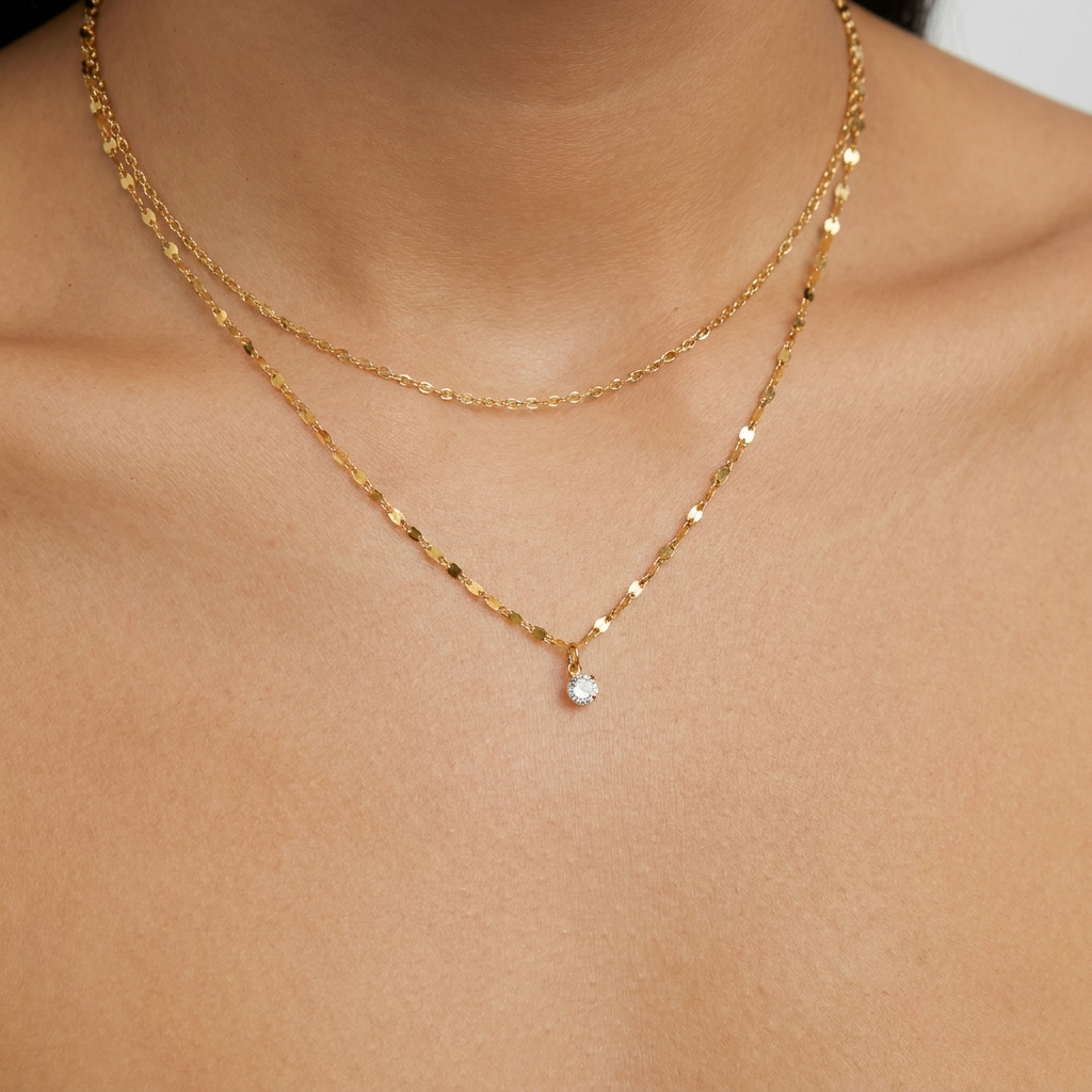 Crystal Teardrop Necklace – 18K Gold Pear-Cut Crystal Pendant Necklace