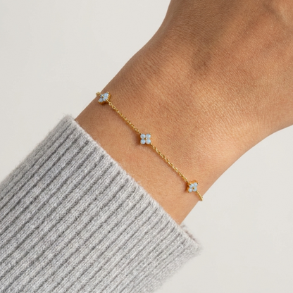 Noa Clover Bracelet – 925 Sterling Silver Opalite Lucky Clover Bracelet