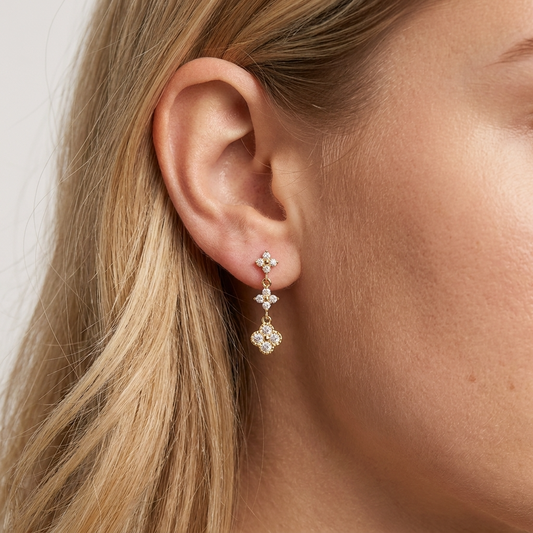 Sélène Glow Earrings – 18K Gold Crystal Bar Drop Earrings