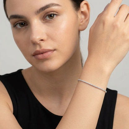 Inaya Tennis Bracelet – 925 Sterling Silver Platinum Crystal Bracelet