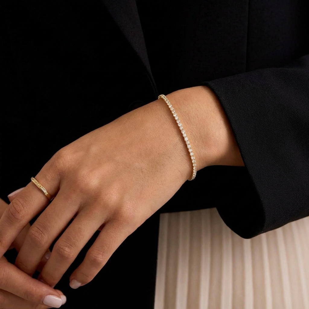 Léonie Tennis Bracelet – 925 Sterling Silver Classic Crystal Tennis Bracelet