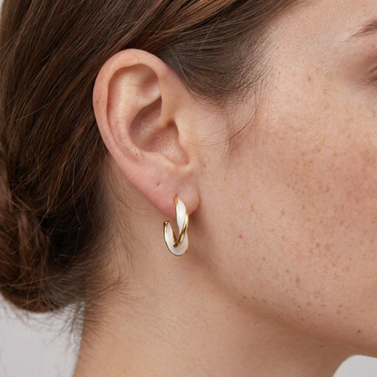 Pearl Twist Hoops – 25mm 18K Gold Statement Pearl Hoop Earrings