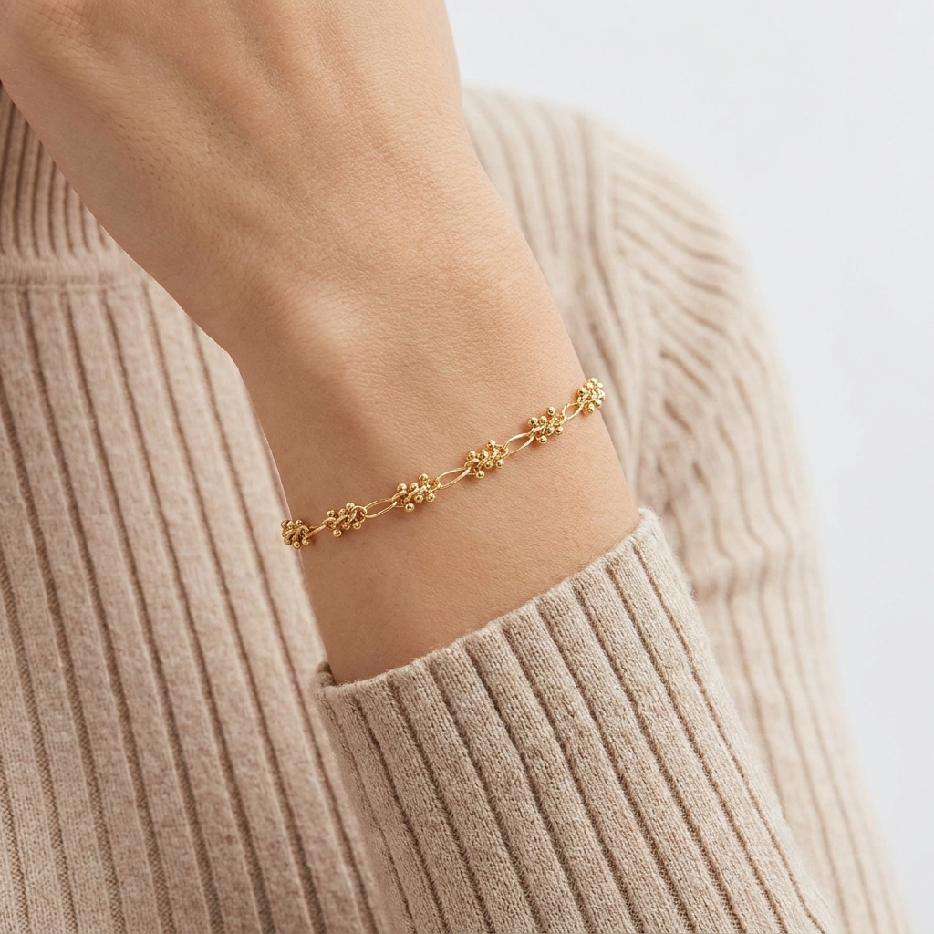 Selene Bracelet – Minimal 18K Gold Waterproof Everyday Chain Bracelet