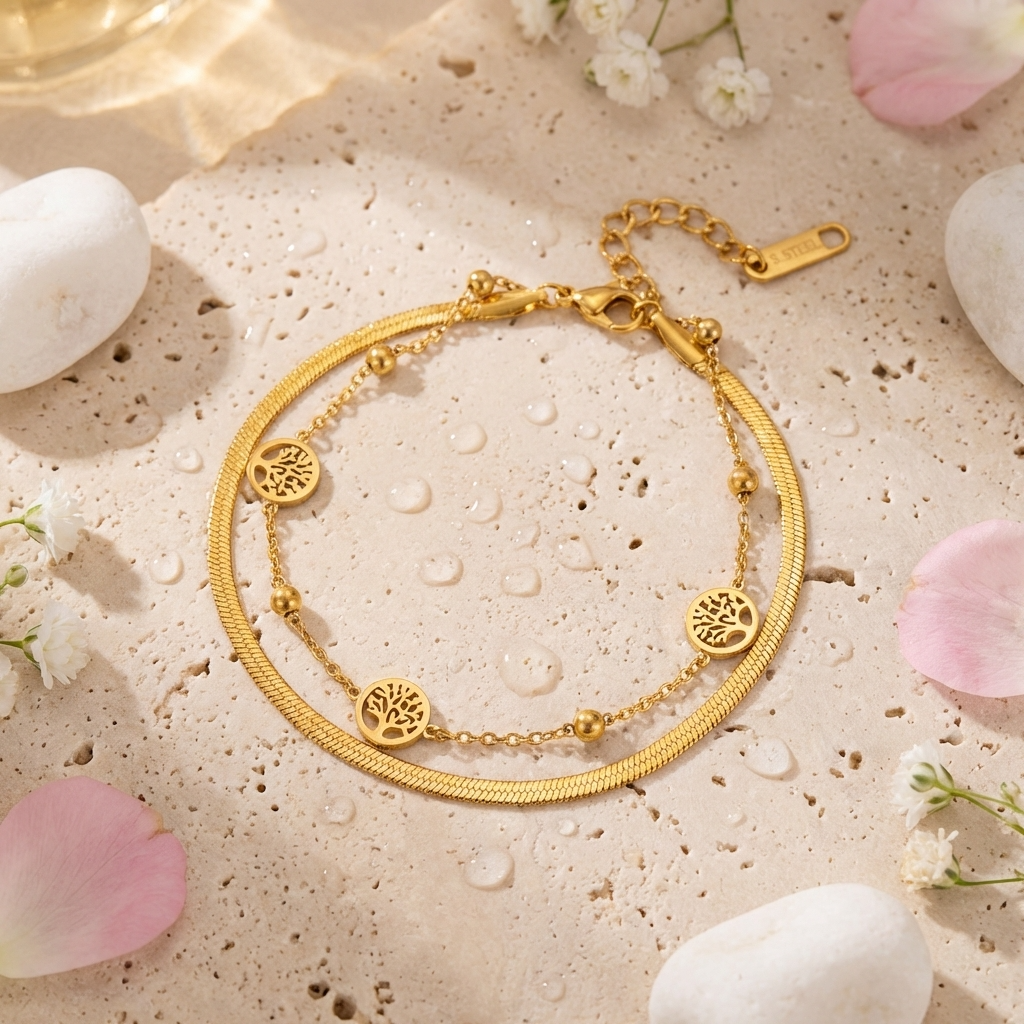 Tree of Life Bracelet – 18K Gold Waterproof Symbolic Charm Bracelet