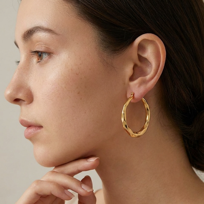 Liora Hoops – 43mm 18K Gold Large Polished Hoop Earrings