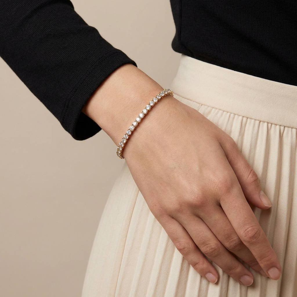 Freya Tennis Bracelet – 18K Gold Waterproof Classic Tennis Bracelet