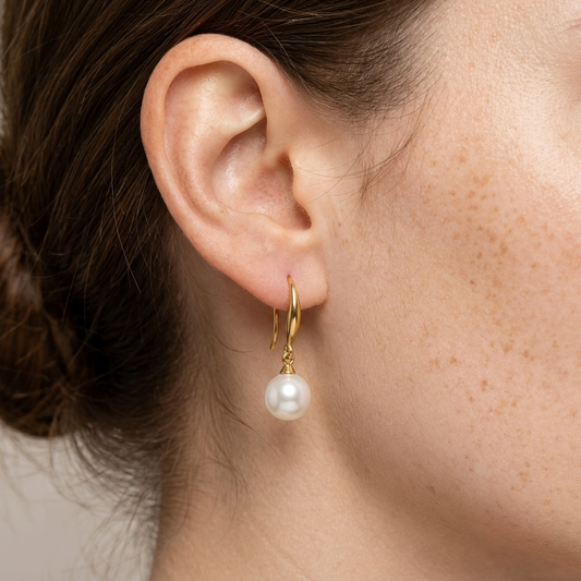 Alba Pearl Earrings – 18K Gold Freshwater Pearl Drop Earrings