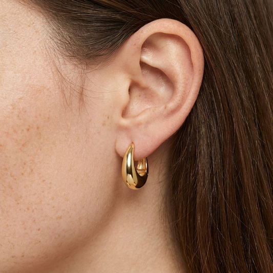 Mira Gold Hoops – 19mm 18K Gold Waterproof Hoop Earrings
