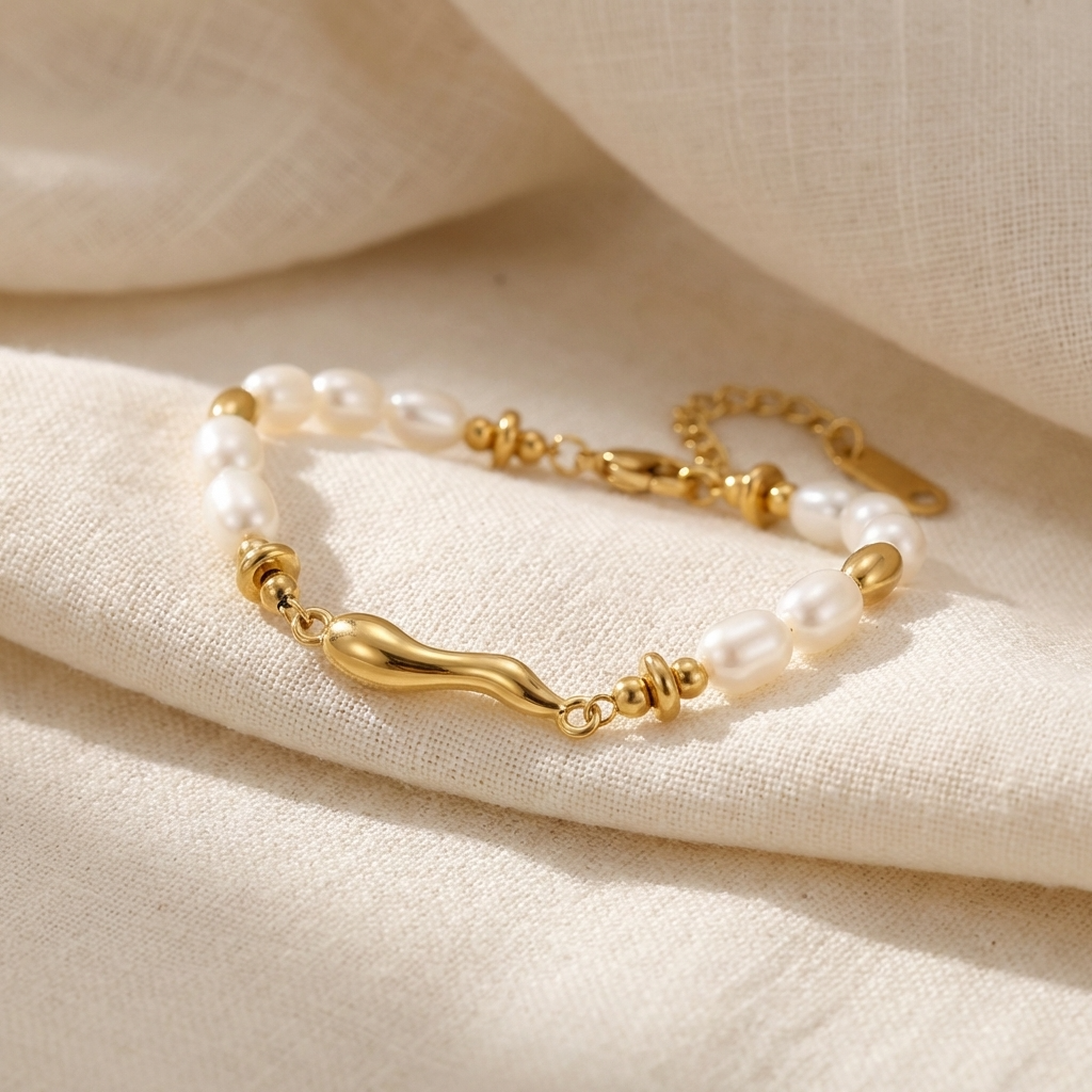 Elira Pearl Bracelet – 18K Gold Freshwater Pearl Waterproof Bracelet