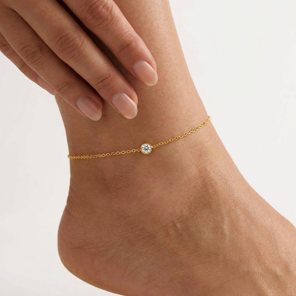 Sylvie glimmer dainty gold anklet – 18K ankle bracelet