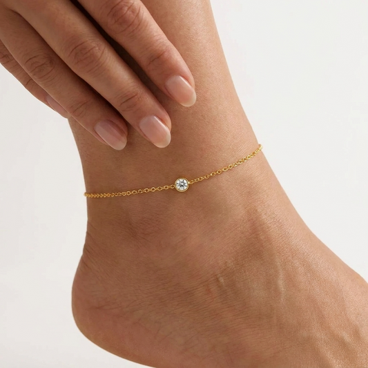 Sylvie glimmer dainty gold anklet – 18K ankle bracelet