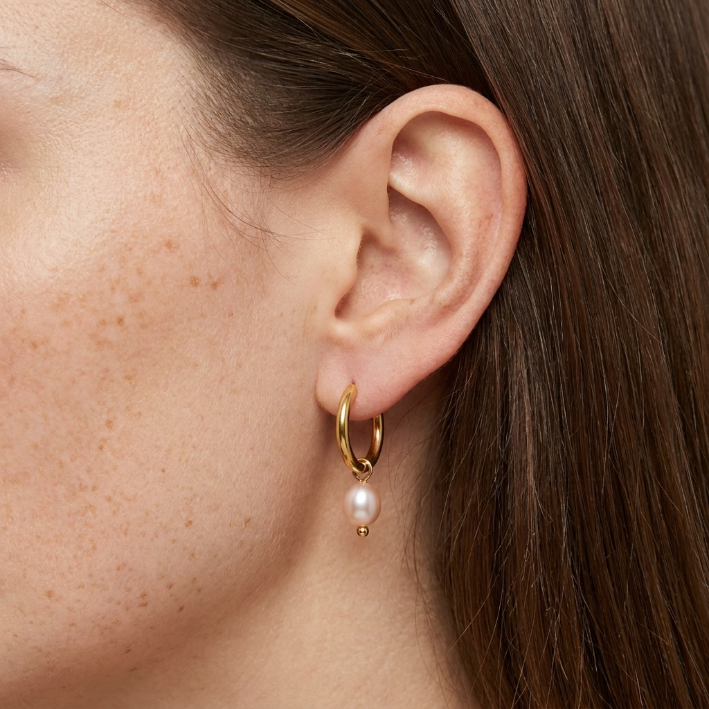 Arielle Pearl Hoops – 34mm 18K Gold Large Pearl Drop Earrings