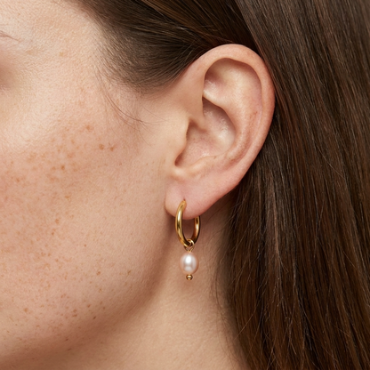 Arielle Pearl Hoops – 34mm 18K Gold Large Pearl Drop Earrings