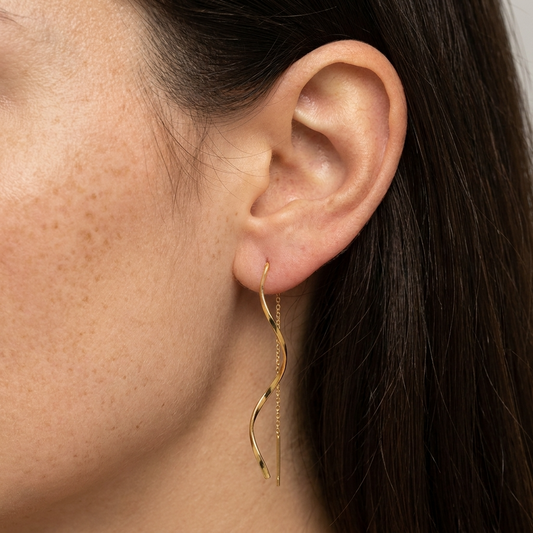 Vera Slim Earrings – 18K Gold Adjustable Threader Drop Earrings