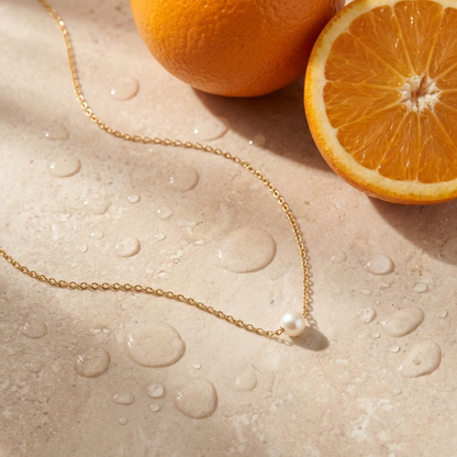 Elegant Pearl Necklace – 18K Gold Freshwater Pearl Pendant Necklace