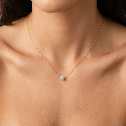 Yara Circle Necklace – 18K Gold Crystal Circle Pendant Necklace