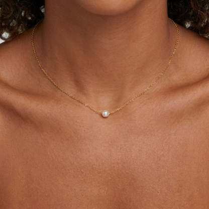 Elegant Pearl Necklace – 18K Gold Freshwater Pearl Pendant Necklace