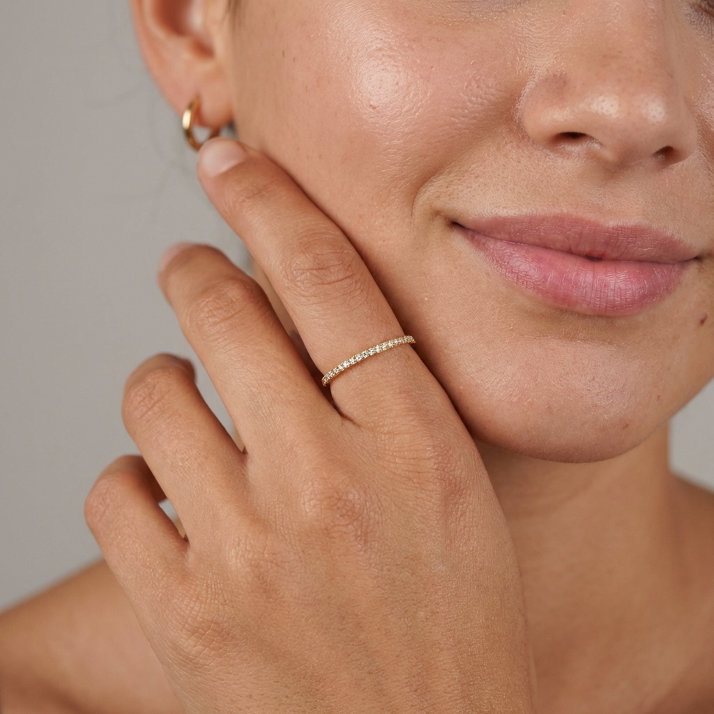 Rhea Crystal Ring – 18K Gold Delicate Crystal Ring
