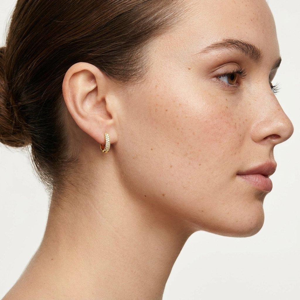 Lily Sparkle Hoops – 18K Gold Crystal Waterproof Hoop Earrings