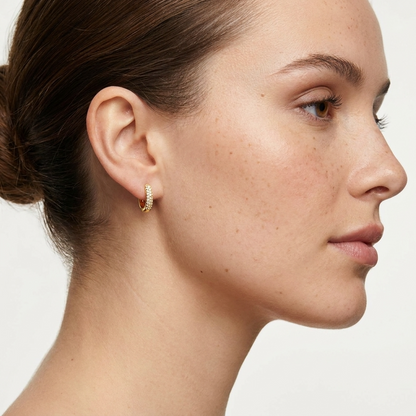 Lily Sparkle Hoops – 18K Gold Crystal Waterproof Hoop Earrings