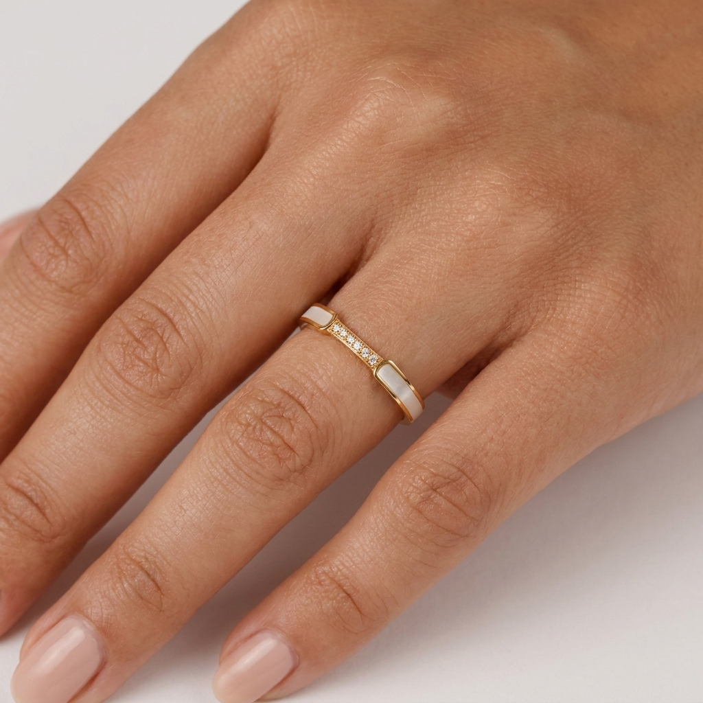 Ophelia Pearl Ring – 18K Gold Pearl &amp; Crystal Ring