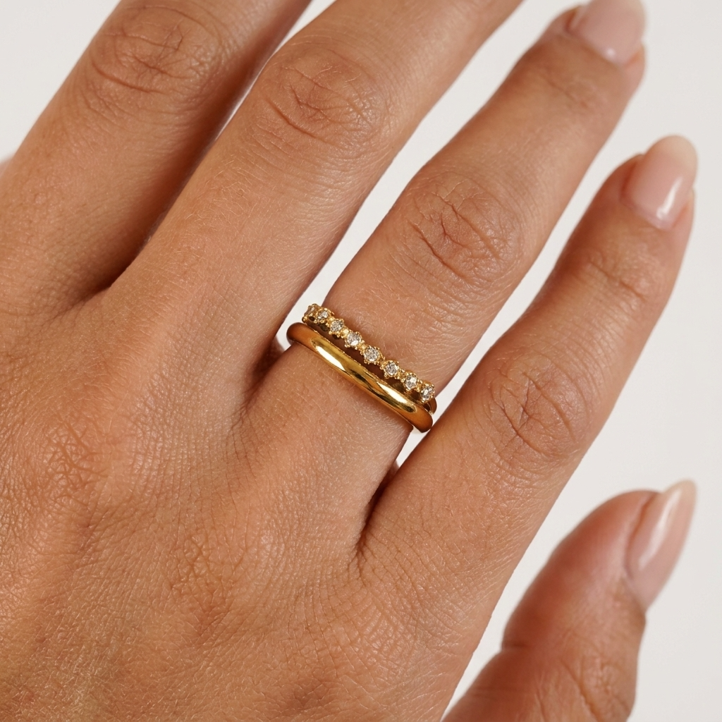 Freya Crystal Ring – 18K Gold Pavé Crystal Eternity Ring