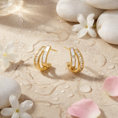 Eira Pearl Earrings – 925 Sterling Silver Crystal &amp; Pearl Earrings