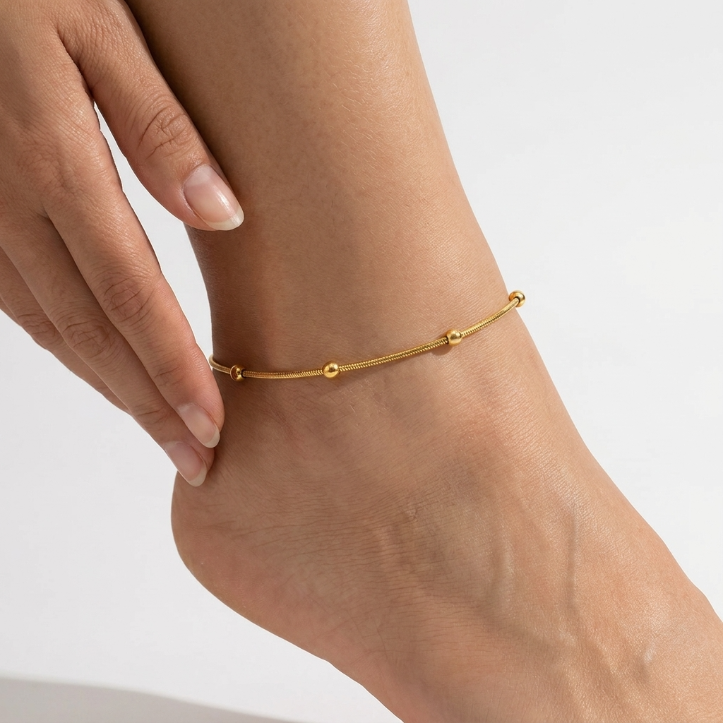 Miya gold bead anklet – 18K beaded ankle bracelet
