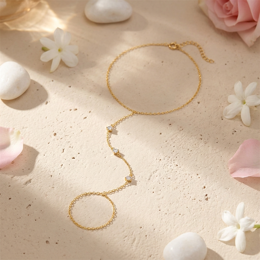 Dahlia Hand Chain – Delicate 925 Sterling Silver Wrist-to-Finger Chain