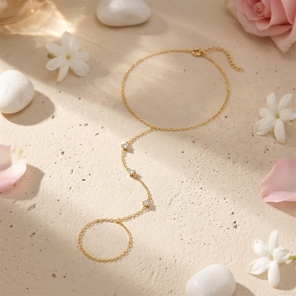 Dahlia Hand Chain – Delicate 925 Sterling Silver Wrist-to-Finger Chain