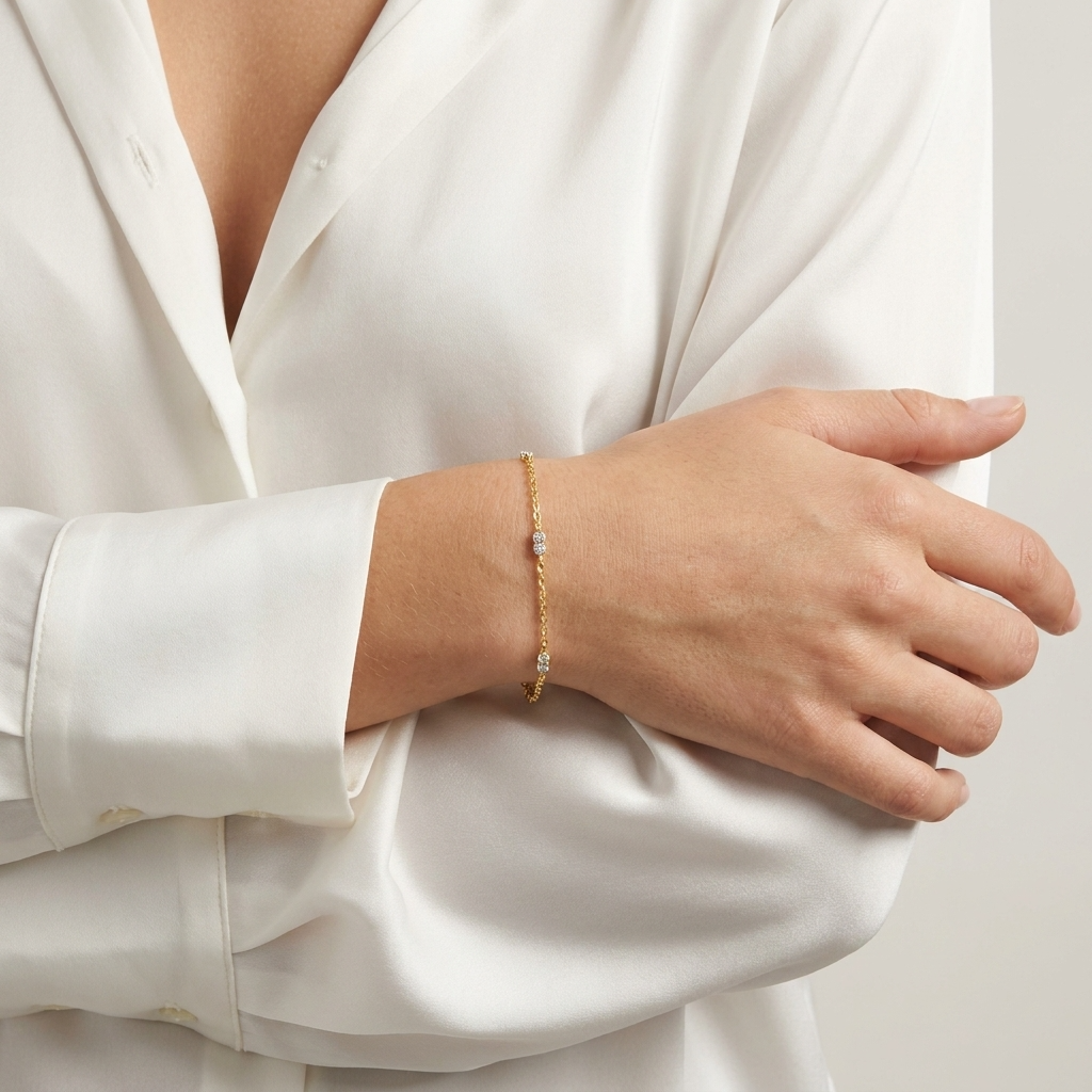Zehra Dainty Bracelet – 925 Sterling Silver Everyday Crystal Bracelet