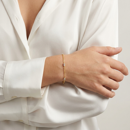 Zehra Dainty Bracelet – 925 Sterling Silver Everyday Crystal Bracelet