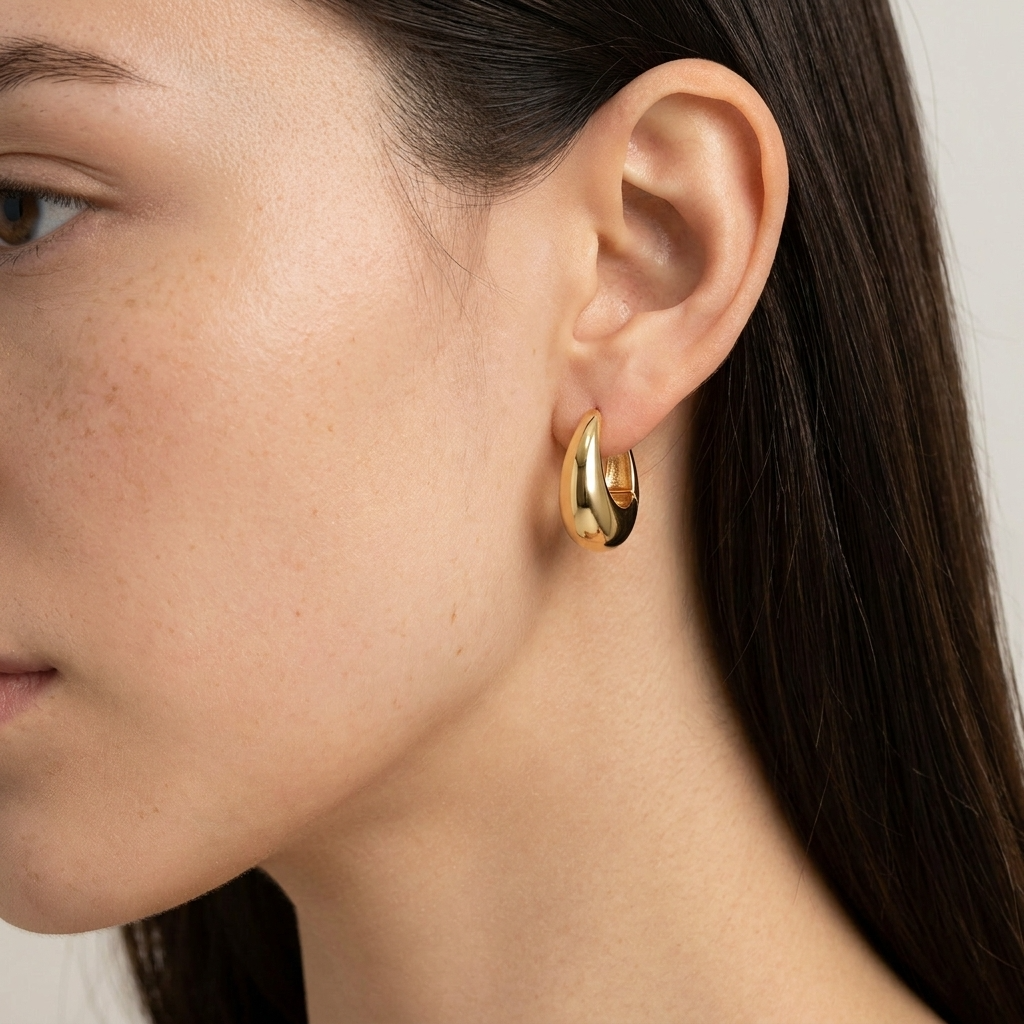 Mira Gold Hoops – 19mm 18K Gold Waterproof Hoop Earrings