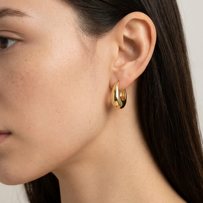 Mira Gold Hoops – 19mm 18K Gold Waterproof Hoop Earrings
