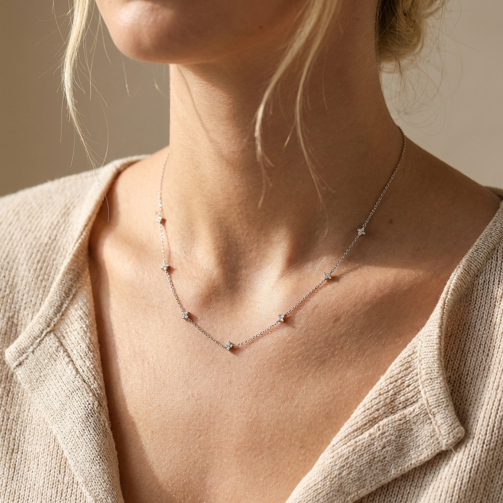 Selene Sparkle Necklace – 925 Sterling Silver Zircon Pendant Necklace
