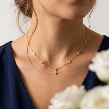 Vera Dainty Necklace – 925 Sterling Silver Delicate Crystal Necklace
