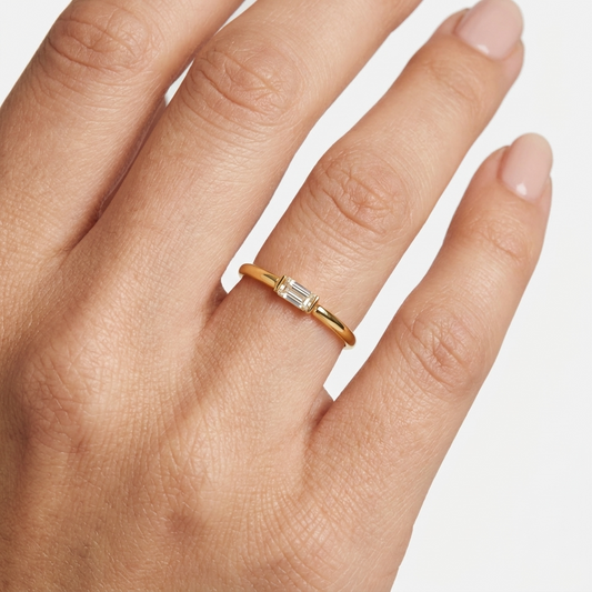 Delia Crystal Ring – Minimal 18K Gold Crystal Band Ring