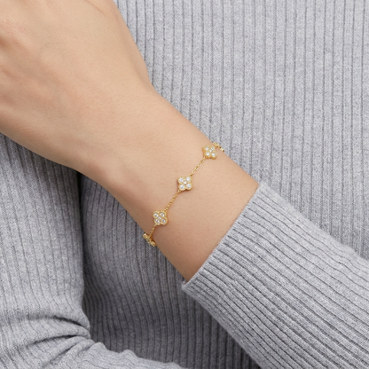 Sophie Lucky Charm Bracelet – 925 Sterling Silver Clover Charm Bracelet